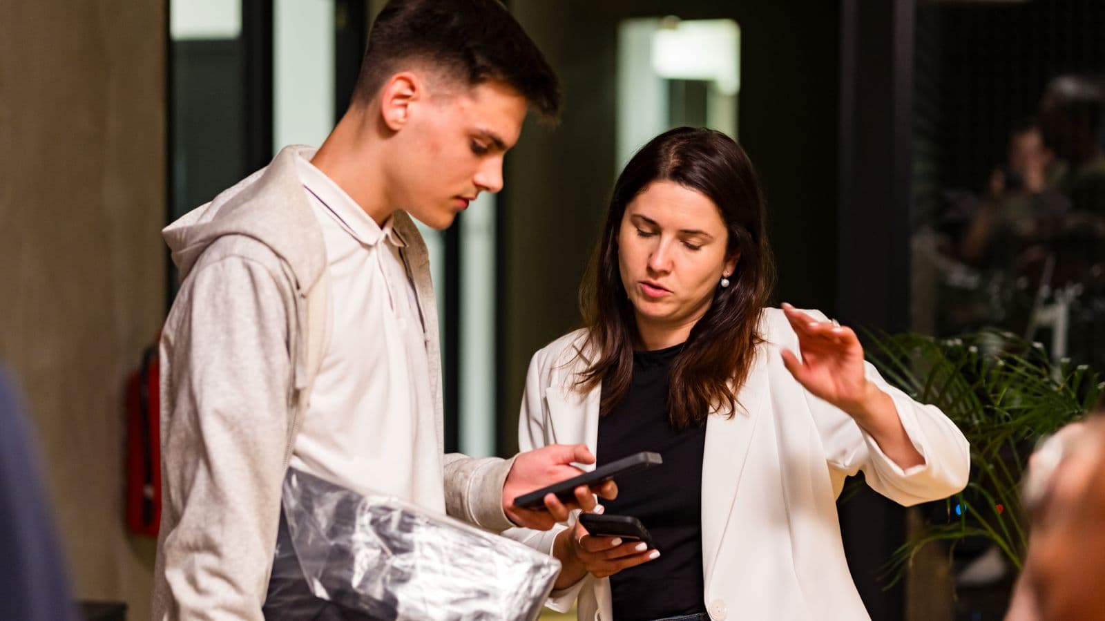 Showing a demo on a phone