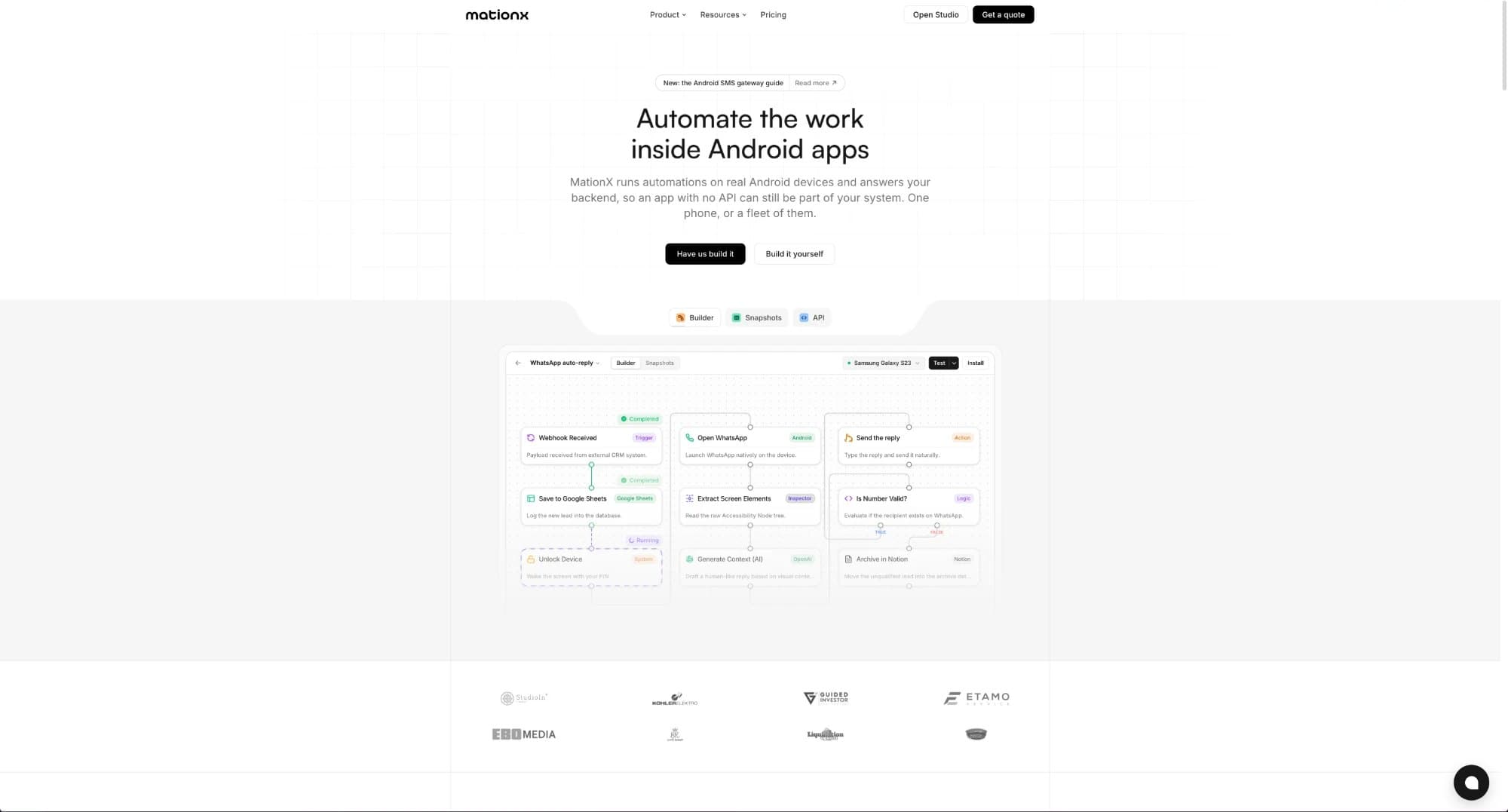 The mationx.com landing page